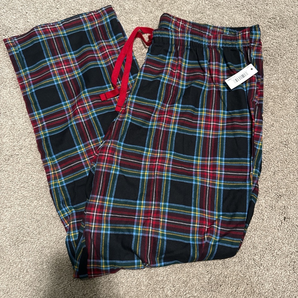 Plaid Lounge Pants with Red Drawstring